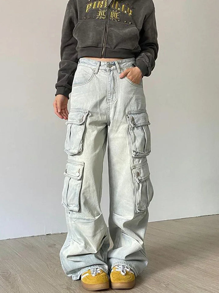 Y2K High-Waisted Women's Baggy Cargo bottom    - VONVEX