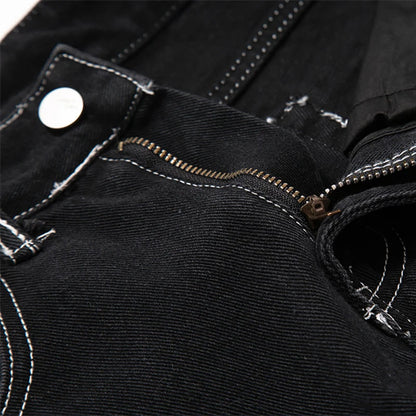 Street Stitch Spliced Baggy Jeans bottom    - VONVEX