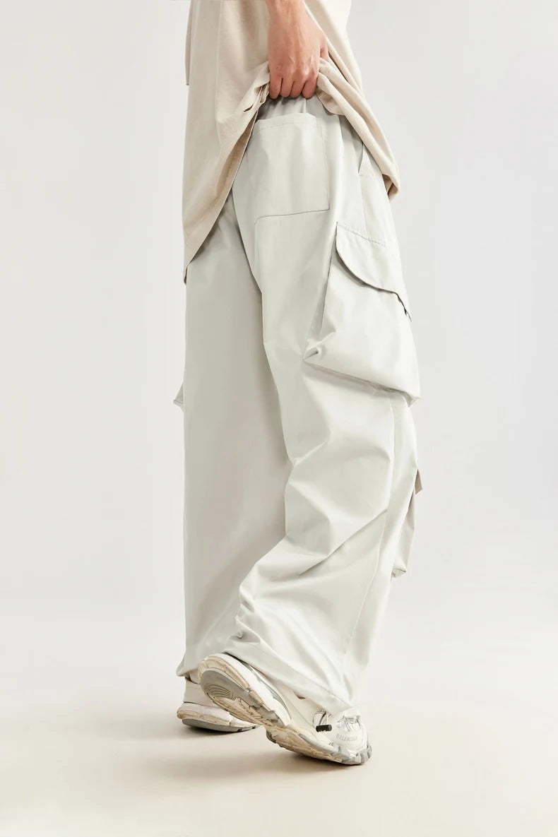 Casual 3D Wide-leg Cargo Pants     - VONVEX