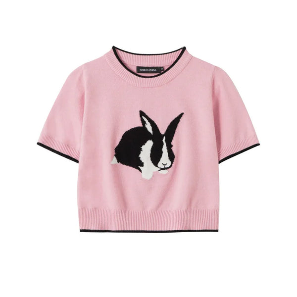 Women's Bunny Bliss Cropped T-shirt  Pink S  - VONVEX