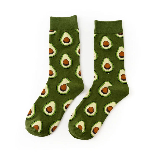 Colorful Food Printed Socks  Avocado   - VONVEX