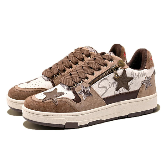 Brown Star Sneakers  Brown 35  - VONVEX