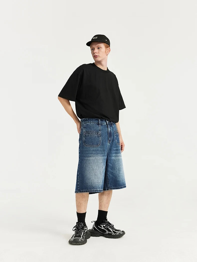 Retro Multi Pockets Denim Shorts     - VONVEX