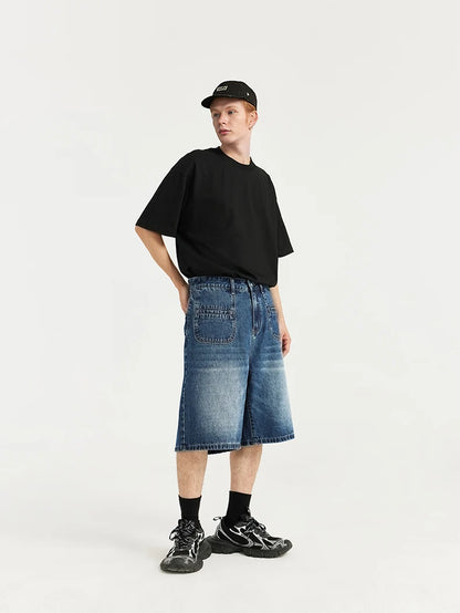 Retro Multi Pockets Denim Shorts     - VONVEX