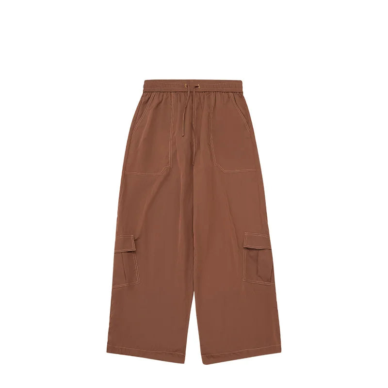 Multi Pockets Wide Leg Cargo Pant  Coffee S  - VONVEX