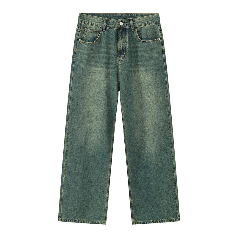 Wide-leg Vintage Jeans  Dark Green S  - VONVEX