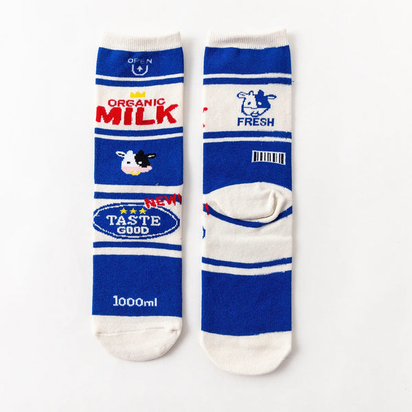 Food Products Cartoon Socks  Milk   - VONVEX