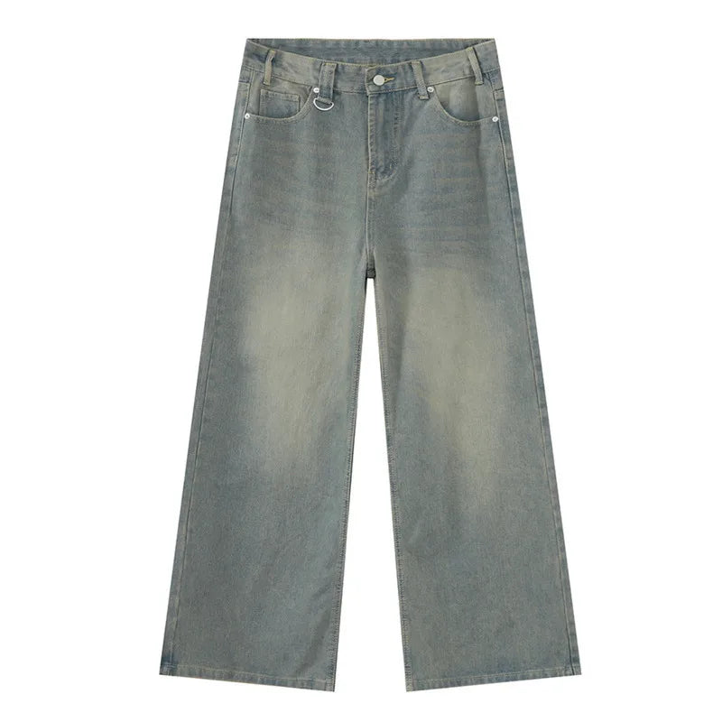 Vintage Camouflage Wide-Leg Jeans  cyan XS  - VONVEX