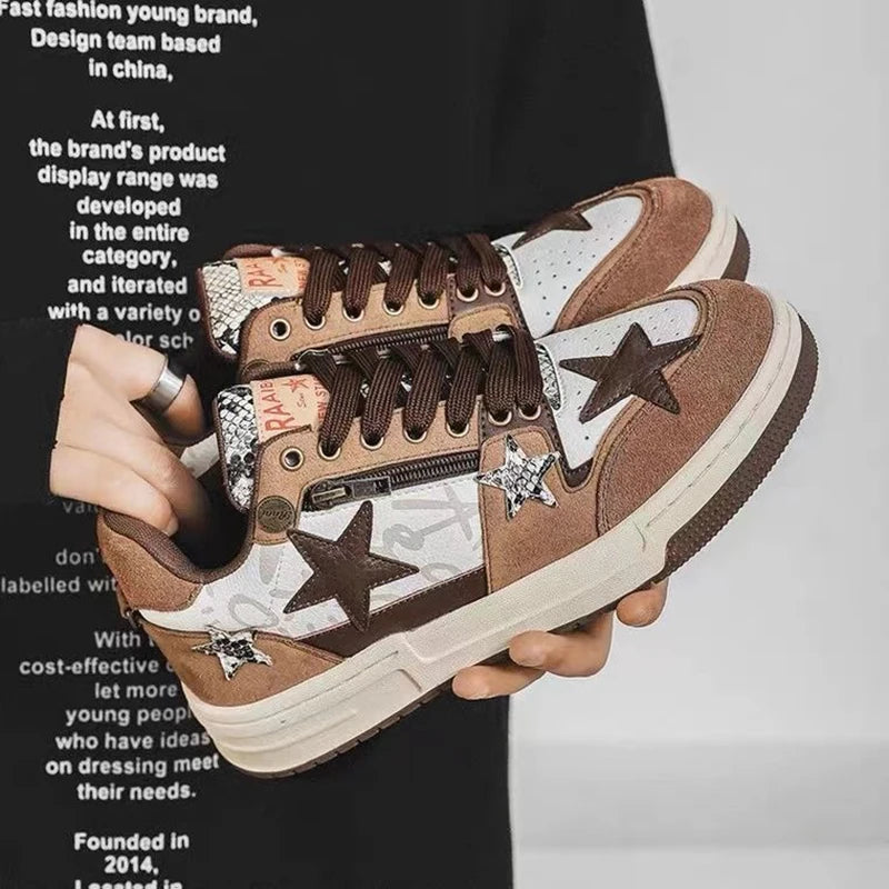 Brown Star Sneakers     - VONVEX