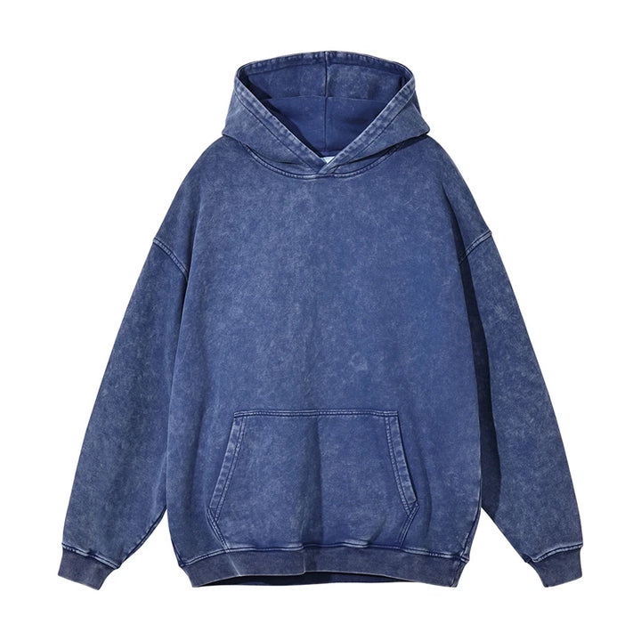 Heavyweight Washed Urban Hoodie  Blue S  - VONVEX