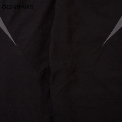 Vintage Black Gray Patchwork Pants     - VONVEX