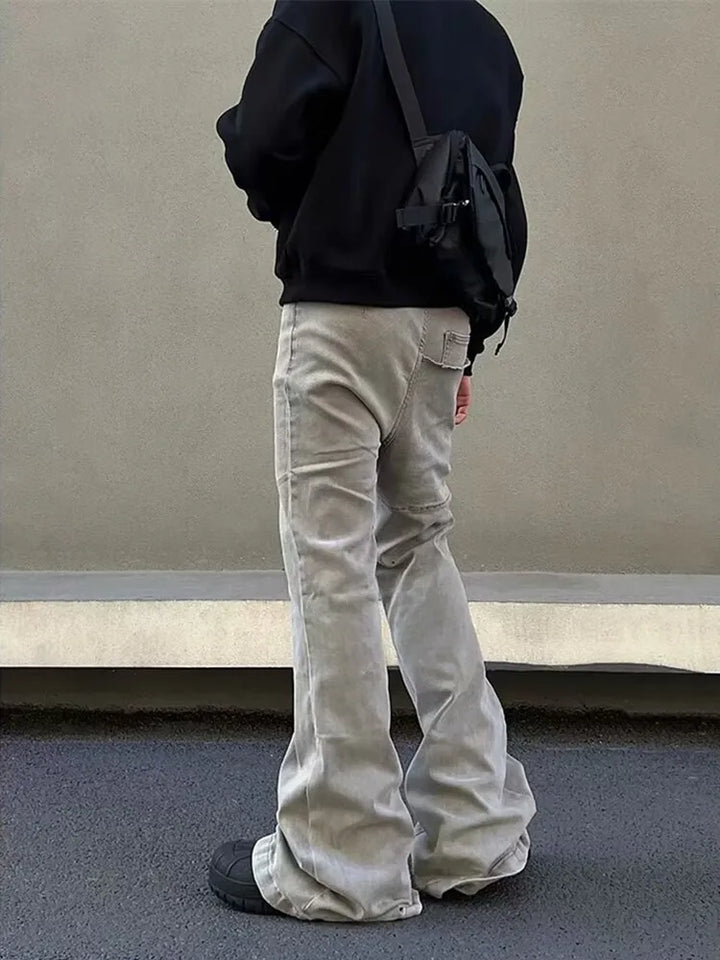 Cyber Y2K Baggy Stacked Flare Jeans - VONVEX