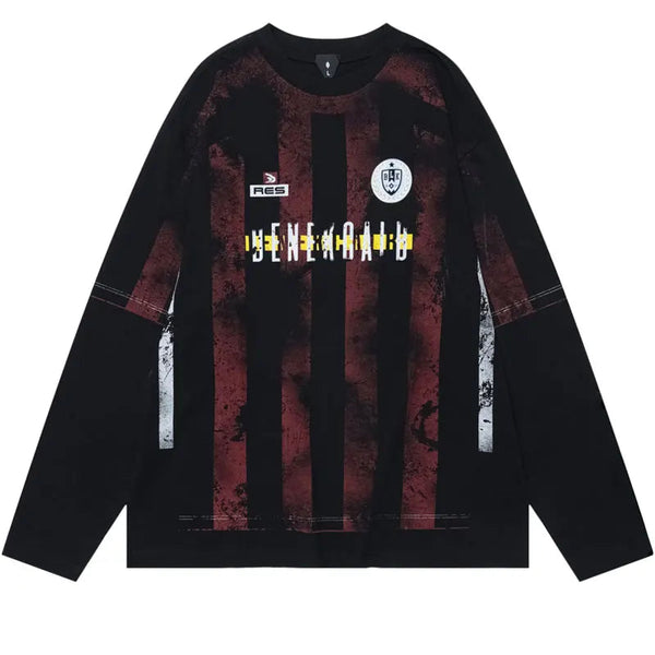 Y2K Washed Patchwork Distressed Sweater Black Oversize S - VONVEX