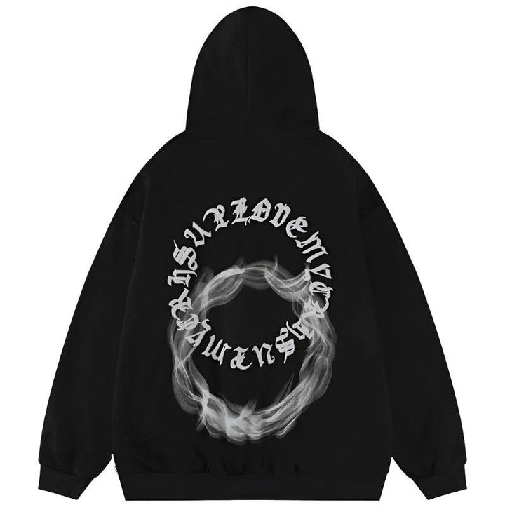 Retro Letters Shadow Y2K Hoodie     - VONVEX