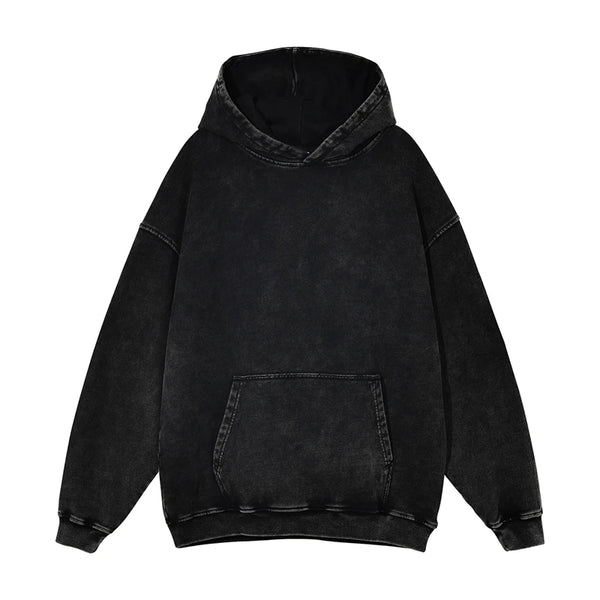 Heavyweight Washed Urban Hoodie  black S  - VONVEX