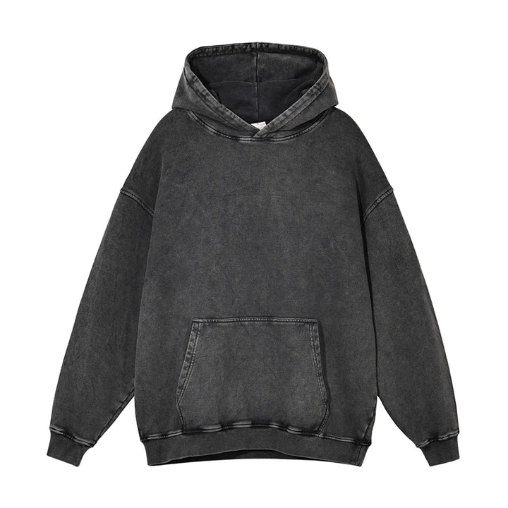 Heavyweight Washed Urban Hoodie  Dark Grey S  - VONVEX
