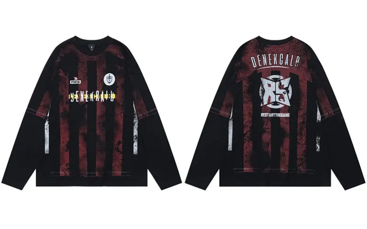 Y2K Washed Patchwork Distressed Sweater - VONVEX