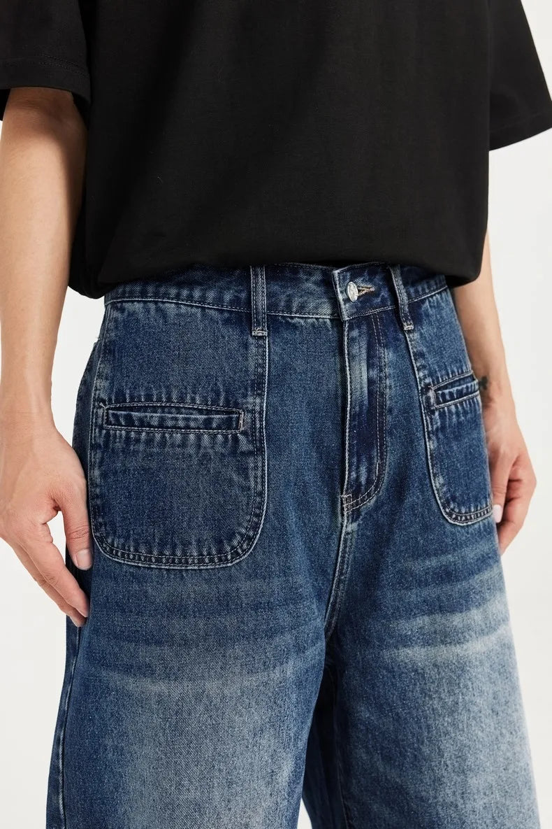 Retro Multi Pockets Denim Shorts     - VONVEX