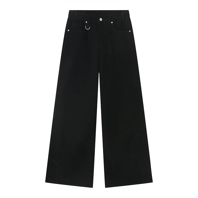 Vintage Camouflage Wide-Leg Jeans  Black XS  - VONVEX
