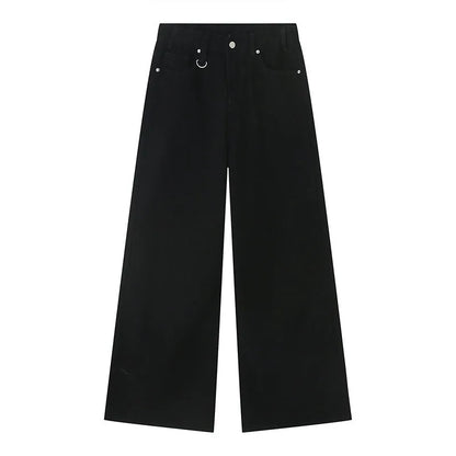 Vintage Camouflage Wide-Leg Jeans  Black XS  - VONVEX