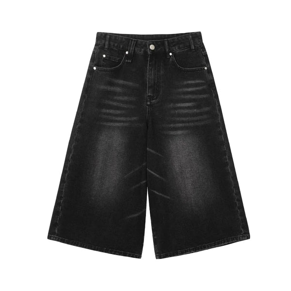 Y2K Retro Black Whiskers Denim Jort  S   - VONVEX
