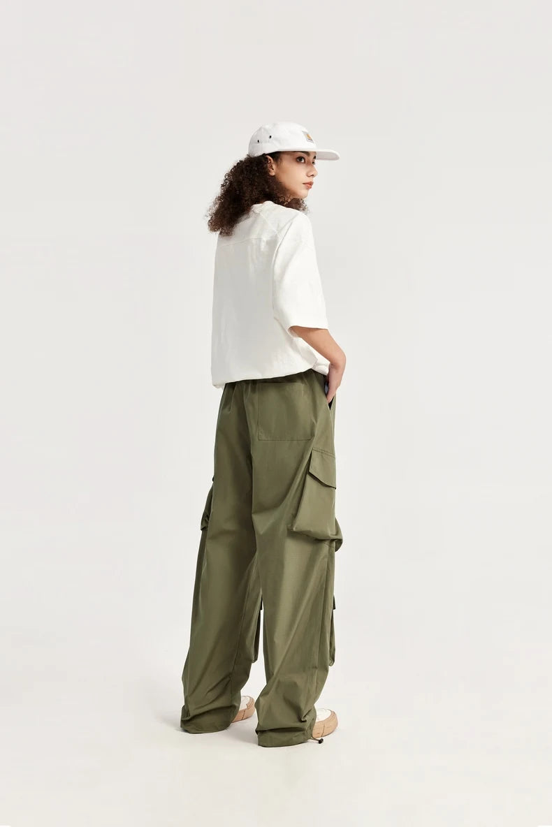Casual 3D Wide-leg Cargo Pants     - VONVEX