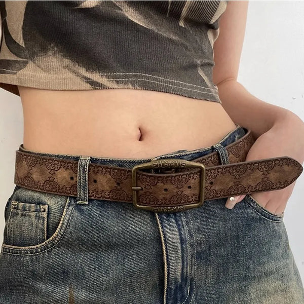 Y2K Washed PU Brown Belt     - VONVEX