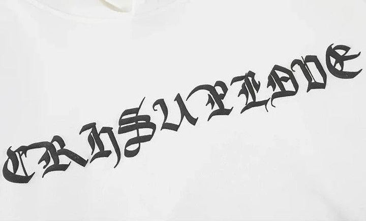 Retro Letters Shadow Y2K Hoodie     - VONVEX