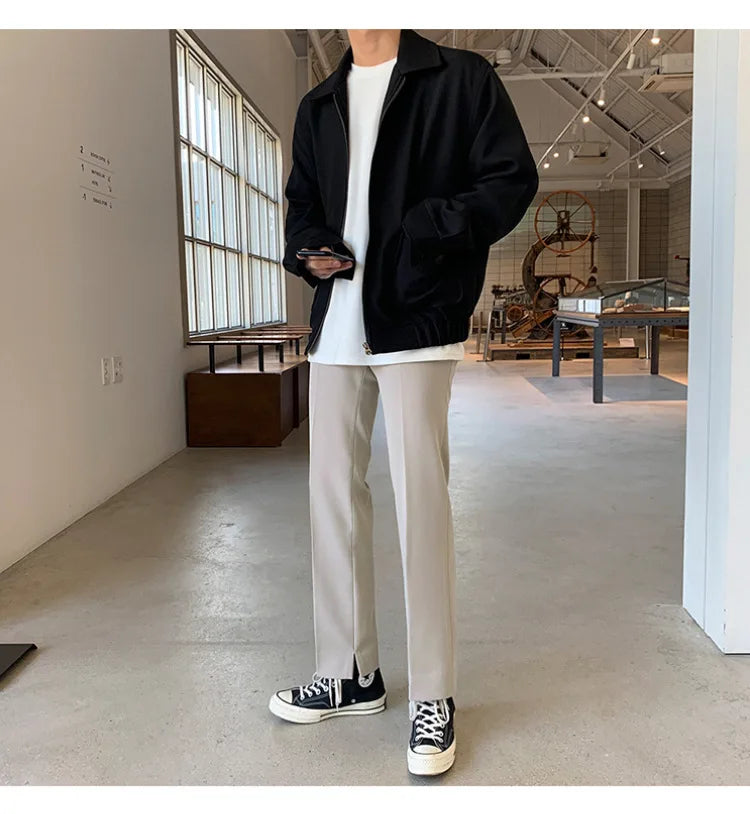 Straight Fit Casual Normal Pants     - VONVEX