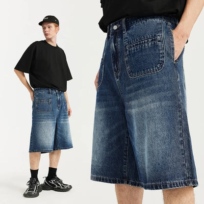 Retro Multi Pockets Denim Shorts     - VONVEX