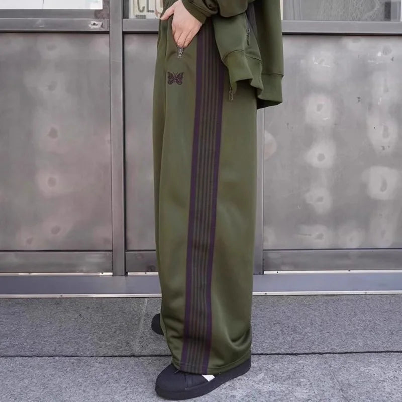 Y2k Butterfly Drift Striped Sweatpants     - VONVEX