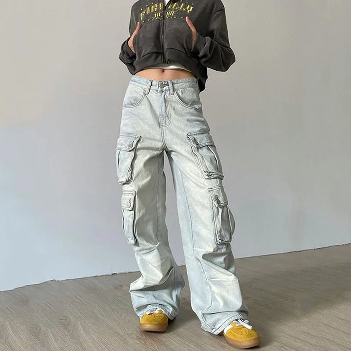Y2K High-Waisted Women's Baggy Cargo bottom    - VONVEX