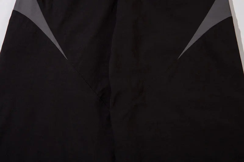 Vintage Black Gray Patchwork Pants     - VONVEX
