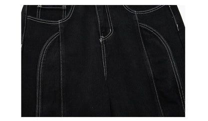 Street Stitch Spliced Baggy Jeans bottom    - VONVEX