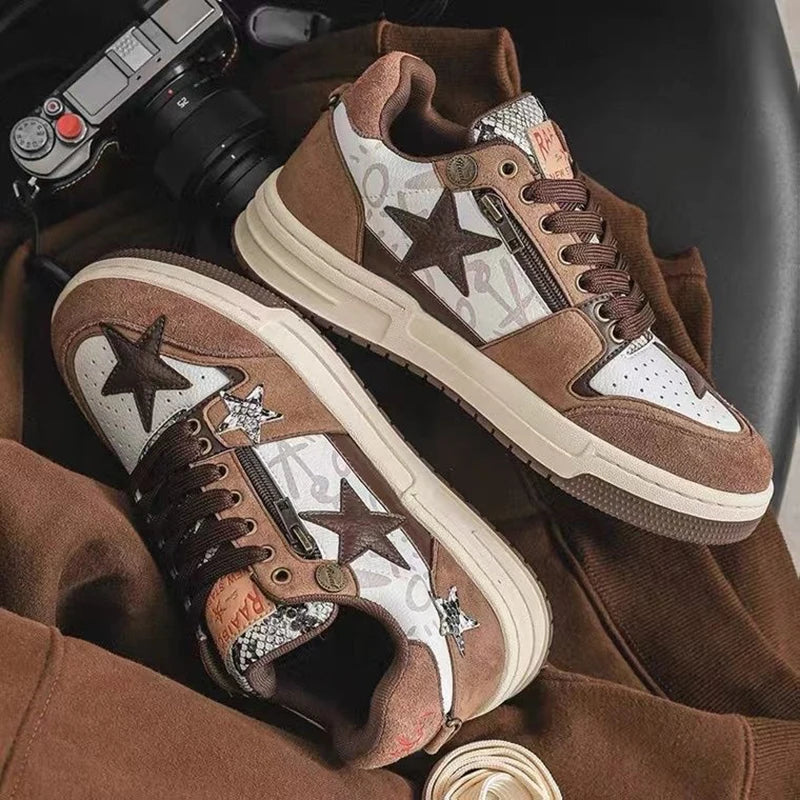 Brown Star Sneakers     - VONVEX