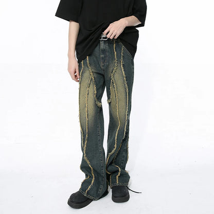 Wave Stitch Denim Jeans     - VONVEX