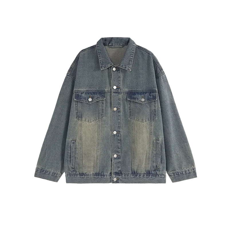 Retro Washed Denim American Jacket  Blue M  - VONVEX
