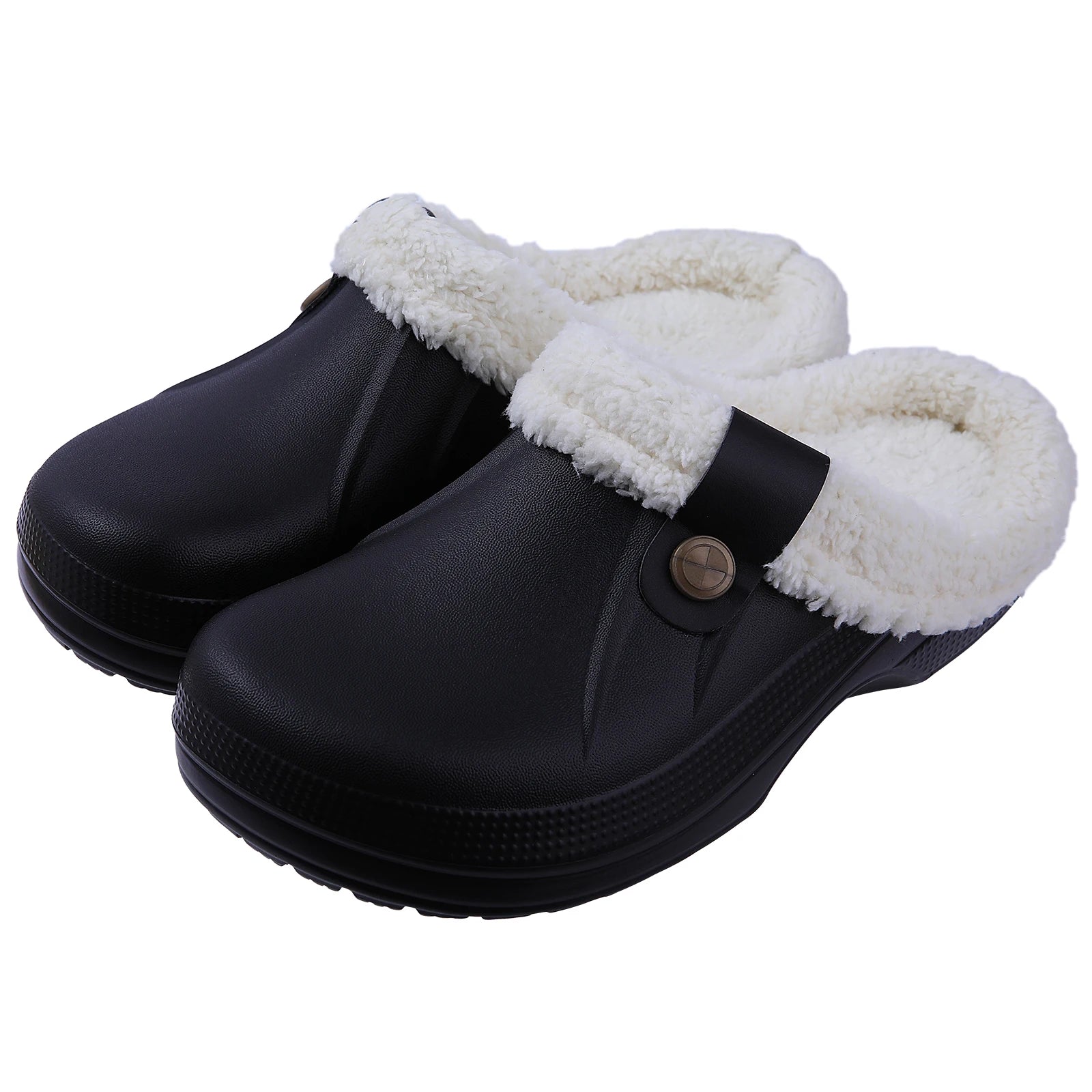 Fuzzy Waterproof Slippers  Black White 42-43  - VONVEX