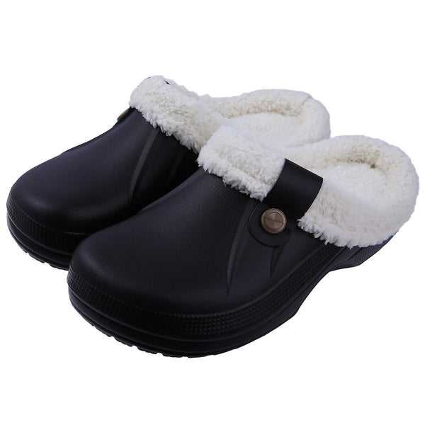 Fuzzy Waterproof Slippers  Black White 42-43  - VONVEX