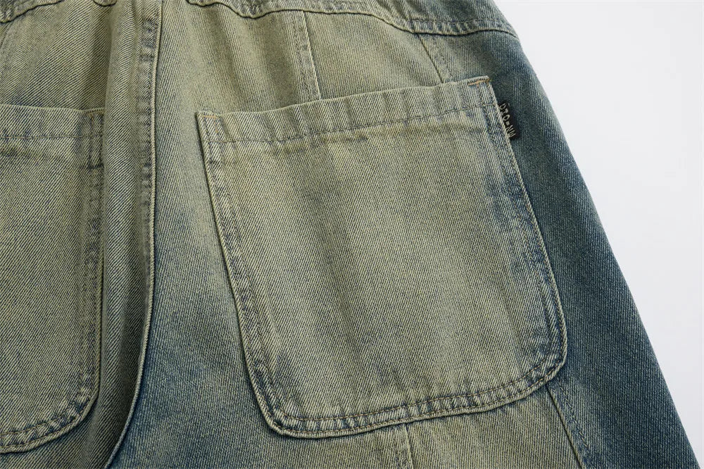 Curved Seam Wide-Leg Jeans     - VONVEX