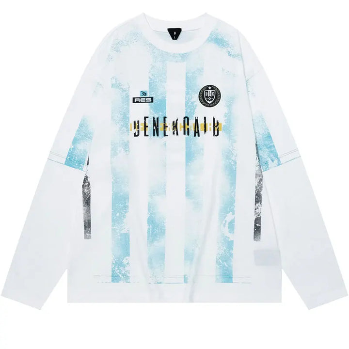 Y2K Washed Patchwork Distressed Sweater White Oversize S - VONVEX