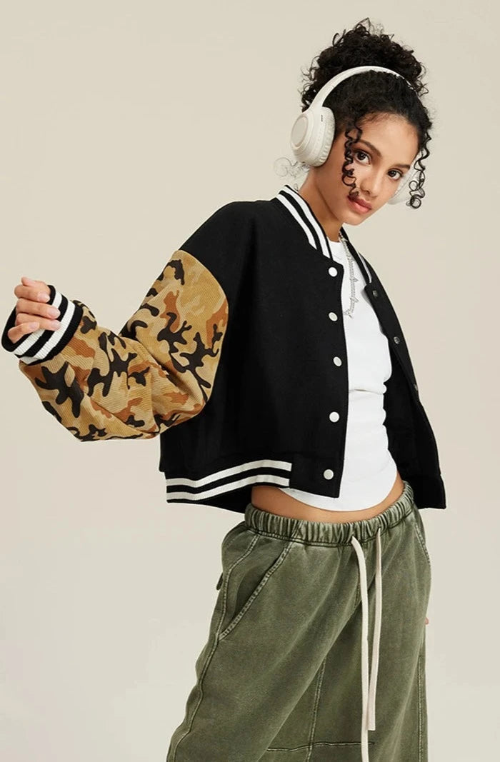 Women's Camouflage Varsity Jacket     - VONVEX