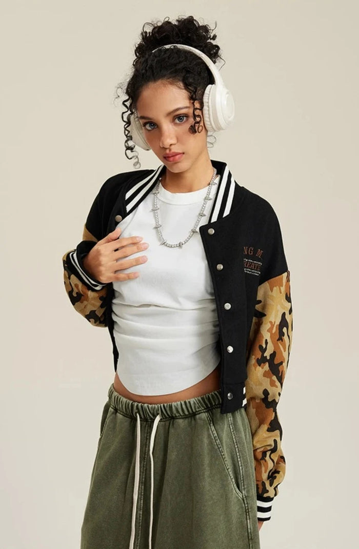 Women's Camouflage Varsity Jacket     - VONVEX