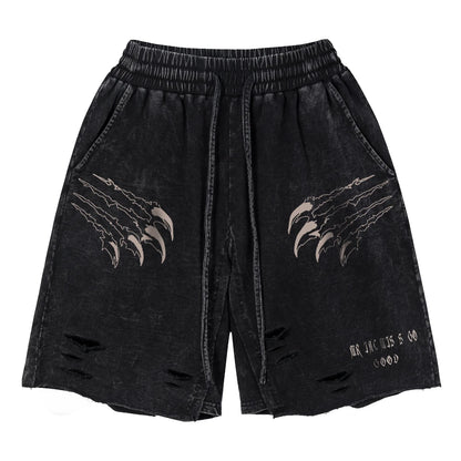 Tiger Claw Ripped Shorts  Black M  - VONVEX