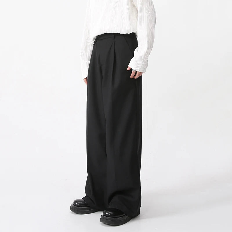 Solid Color Casual Loose Fit Pants     - VONVEX
