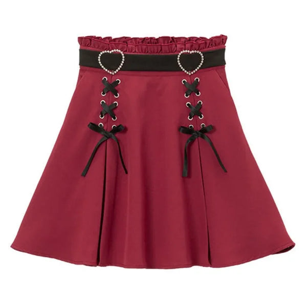 Y2K Aesthetic Harajuku Style Slim Skirt  red wine L  - VONVEX