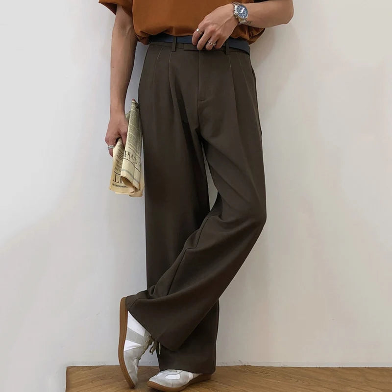 Straight Wide-Leg Pants     - VONVEX