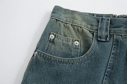 Curved Seam Wide-Leg Jeans     - VONVEX