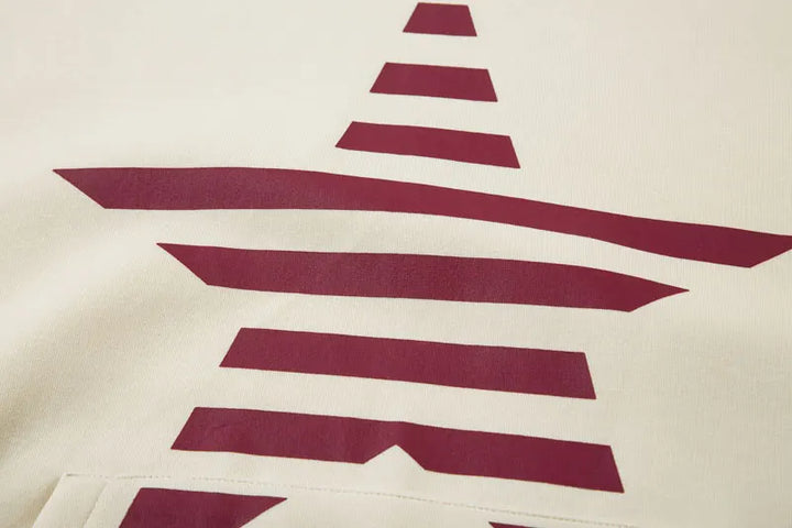 Y2K Star Striped Patchwork Hoodie - VONVEX