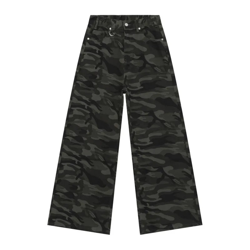 Vintage Camouflage Wide-Leg Jeans  Camouflage XS  - VONVEX